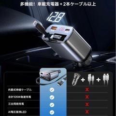シガーソケット カーチャージャー 車用充電器 巻き取り式 1秒で収縮 12/24V車対応の画像