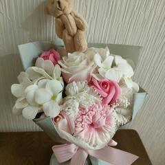 [新品◇くまのぬいぐるみ付き フェイクフラワーアレンジメント 造...