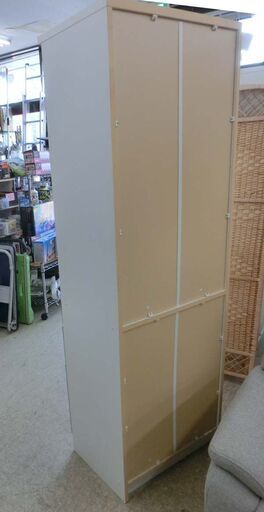 食器棚 幅60 高さ180 白×オレンジ ビタミンカラー 2枚扉 可愛い