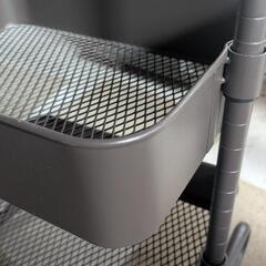 【美品】スチールワゴン3段　ブラウン【高さ調節可能】の画像
