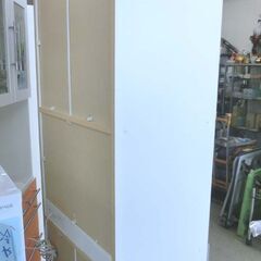 スリムレンジボード② 幅60 高さ180 白×オレンジ ビタミンカラー ２枚扉 可愛い ポップ キッチン キャビネット キッチンラック 札幌 西野店の画像