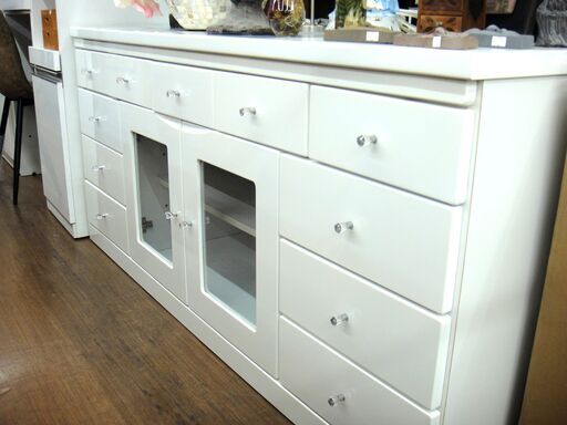 ローボード 白 大型 クリア取っ手