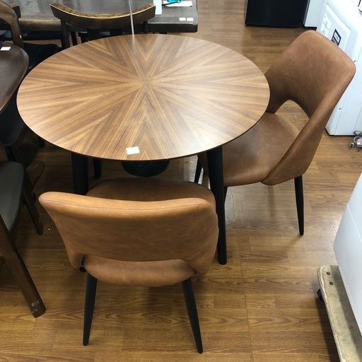 サン　ダイニング3点セット　ブラウンx ブラック　【トレファク　川越店】