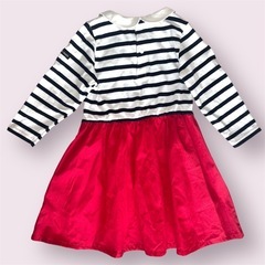 プティマイン❤長袖チュニックTとボーダー切替ワンピース　2点セット　90cmの画像