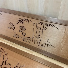 欄間　木製　木彫　襖　らんま　古い彫刻　格子建具　木彫り　当時物　うめ模様　松竹の画像