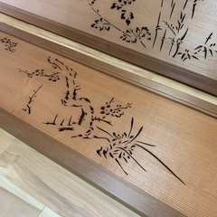 欄間　木製　木彫　襖　らんま　古い彫刻　格子建具　木彫り　当時物　うめ模様　松竹の画像
