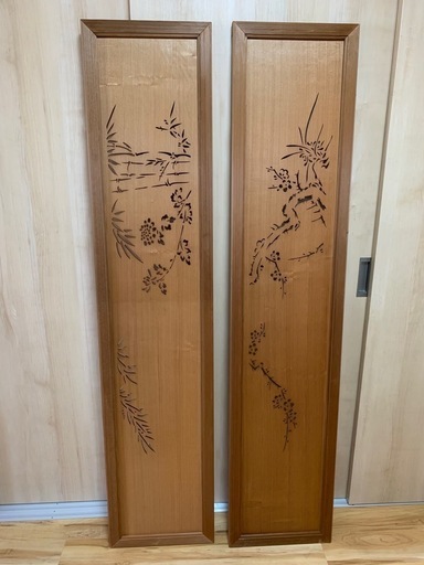 欄間　木製　木彫　襖　らんま　古い彫刻　格子建具　木彫り　当時物　うめ模様　松竹 欄間 木製 木彫 襖 らんま 古い彫刻 格子建具 木彫り 当時物 うめ模様 松竹