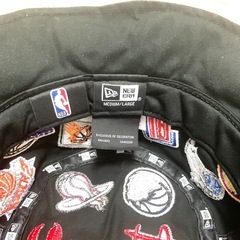 ★ ニューエラ NEWERA NBA 刺繍 総柄バケット ハット 黒 ★の画像