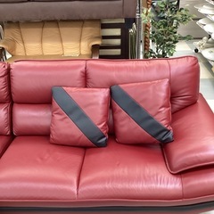 ⭐️春日市🛋️カウチソファ🛋️L字ソファ🛋️コーナーソファー🛋️3人様🛋️本革🛋️ニトリ🛋️NITORI🛋️ロゾ🛋️定価169900円🛋️赤🛋️ワインレッド🛋️N o1801の画像