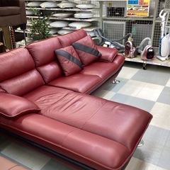 ⭐️春日市🛋️カウチソファ🛋️L字ソファ🛋️コーナーソファー🛋️3人様🛋️本革🛋️ニトリ🛋️NITORI🛋️ロゾ🛋️定価169900円🛋️赤🛋️ワインレッド🛋️N o1801の画像