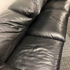 【Cassina】 ソファ カッシーナ 675 MARALUNGA マラルンガ 3人掛けソファ 本革 ブラックの画像