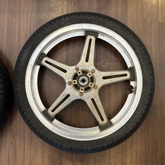 バラ売り不可！ホーク2純正 前後ホイール【難アリ】 　スプロケ付　バリ山タイヤ付の画像