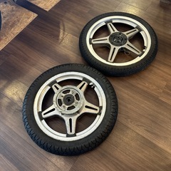 バラ売り不可！ホーク2純正 前後ホイール【難アリ】 　スプロケ付　バリ山タイヤ付の画像