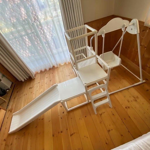 ホワイト 滑り台 ブランコ ジャングルジム 白 野中製作所　折りたたみ式