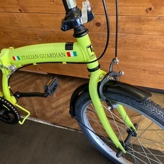 【前後タイヤ・後輪チューブ新品！】シングルギア　20インチ折りたたみ自転車　ネオンイエローの画像