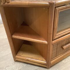 No.97　ラタン　コーナーテレビ台　棚　（豊橋市収集業務課リユース家具）の画像