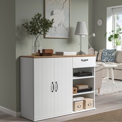 本日まで出品　最終値下げ【引取可・運搬可・金額相談可】IKEA イケア　サイドボード　収納　棚　ホワイトの画像