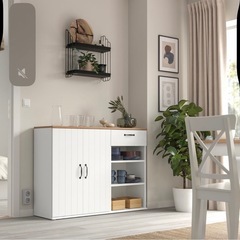 本日まで出品　最終値下げ【引取可・運搬可・金額相談可】IKEA イケア　サイドボード　収納　棚　ホワイトの画像