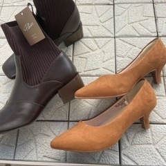 【新品2足】ショートブーツ・ヒールパンプス 24.5 ①の画像