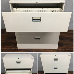 🔷🔶🔷ww1/116 オカムラ 引出し書庫 3段 W90×D45×H110cm 鍵付き キャビネット ラテラル書庫 オフィス家具 ★直接引取歓迎🔷🔶🔷の画像