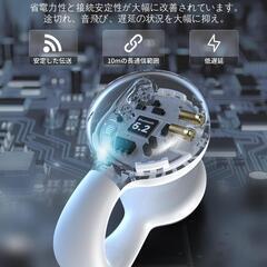 耳を塞がない Bluetooth イヤホン 白 5.3 対応の画像