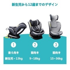 Reecle チャイルドシート 360° 回転式 新生児~12歳頃 (0~36kg) ISOFIX対応 シートベルト固定 (ブラック)の画像