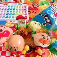 アンパンマン 玩具 ５点セット◆あそんではぐくむプレイマットDX・あいうえお教室・光るくるコロタワー・メロディおさんぽの画像