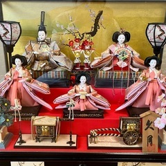 美品　ひな祭り ひな人形 オルゴール付き　ガラスケース 段ボールケース付きの画像