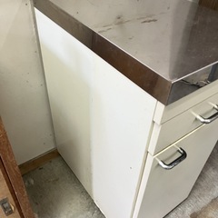 キャスター付き金属製天板 収納ボックス 上段引出し　下段扉の画像