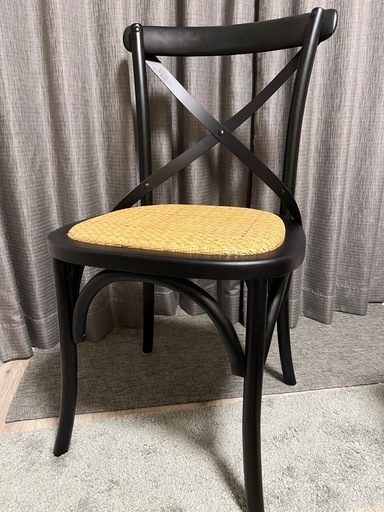 ③クラッシュゲート クロスバック ダイニングチェア ブラック