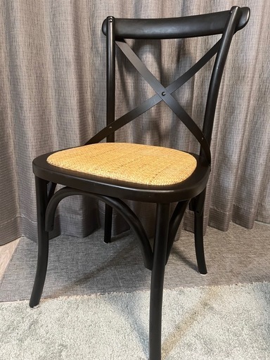 ④クラッシュゲート クロスバック ダイニングチェア ブラック