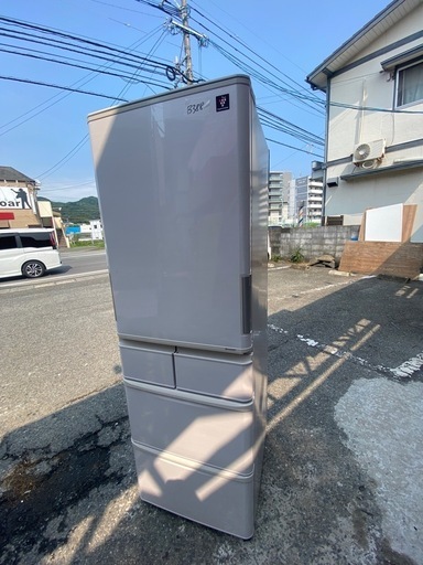 NO B388?福岡市内配送設置無料✨?SJ-PW41C-C 冷蔵庫 プラズマクラスター冷蔵庫 ベージュ系 [412L /5ドア /左