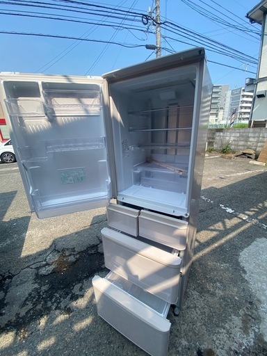 NO B388?福岡市内配送設置無料✨?SJ-PW41C-C 冷蔵庫 プラズマクラスター冷蔵庫 ベージュ系 [412L /5ドア /左