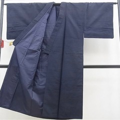 《最終値下げ》浴衣 着物 紬　アンサンブル　色無地　青褐色　逸品　即購入可の画像