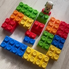 ワンワンのおおきなブロック25ピース・鉄琴ピアノ　2点セットの画像