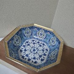 未使用 林齊窯の京錦菓子器　清水焼 金彩 八角鉢 盛鉢 大鉢 和食器 金縁の画像