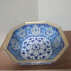 未使用 林齊窯の京錦菓子器　清水焼 金彩 八角鉢 盛鉢 大鉢 和食器 金縁の画像