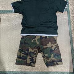 ノースフェイスハーフパンツとTシャツ2枚セットカモフラ迷彩