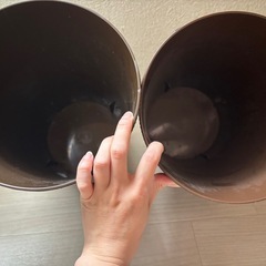 マナベインテリア　ダークブラウン合皮ゴミ箱　2つセットの画像