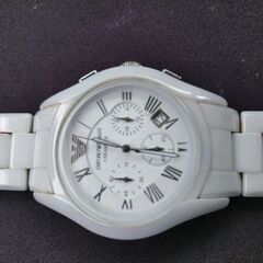 新品で購入...まあまあ美品🔶アルマーニEMPORIO ARMANI エンポリオ アルマーニ CERAMICA セラミック ！ホワイト！中古品の画像