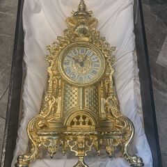 イタリア製　置時計（真鍮）　ケース付き
