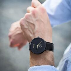 [BUREI]腕時計 メンズ 黒 シンプル オシャレ 人気 うで時計 メンズ ブラック おしゃれ ブランド 防水 紳士 ウォッチ (黒-黒-金, レザー)の画像
