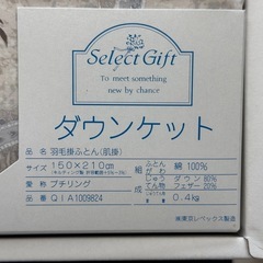 【未使用・贈答品】東京レベックス製 ダウンケット 羽毛掛ふとん 肌掛け布団 150×210cm プチリング柄 綿100%生地 ダウン80%・フェザー20% 中綿0.4kg 軽量 夏用 掛け布団 羽毛布団 ギフトセット 収納箱入り 新品未使用 寝具 冷房対策 来客用 シングルサイズ 肌布団 洗える布団の画像