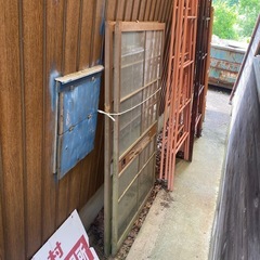 建具　すりガラス　昭和レトロ　2枚　引戸　ガラス戸　扉