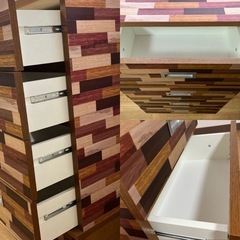 引取り7/27まで！家具屋 ５万 完成品 薄型 しっかり重い 奥行き 25 木製 リビング収納 タンス ナチュラル ブラウン 木目 スリム チェスト 引き出し 家具の画像