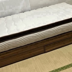 引取り7/23まで！美品 ホテル ハイグレード ツイン ポケットコイル 省スペース 日本工業規格 収納 引き出し 確かな品質 ふんわり柔らか マットレス シングルの画像