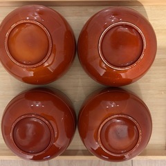 無料　ニトリ　味噌汁茶碗　赤4個セット の画像