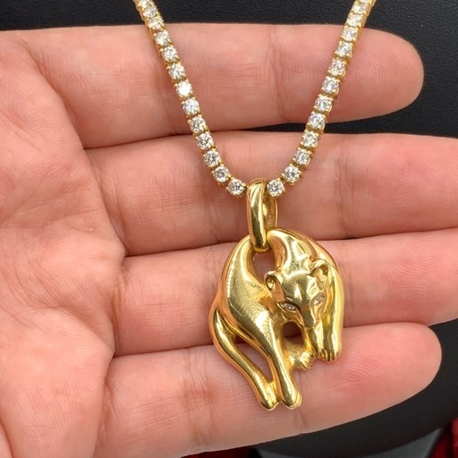 K18 パンサートップ　ペンダント　10.5g 0.05ct