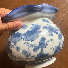 美濃焼 三洋陶器 龍峯窯 染付金魚鉢の画像