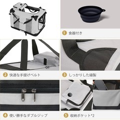 新品　ソフトクレート ペットキャリーバッグ Sサイズ 折り畳み可 食器付 犬 猫の画像